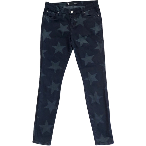 Kut From The Kloth Mia Toothpick Skinny Star Print Skinny Jeans Black - Size 6 - Picture 3 of 8
